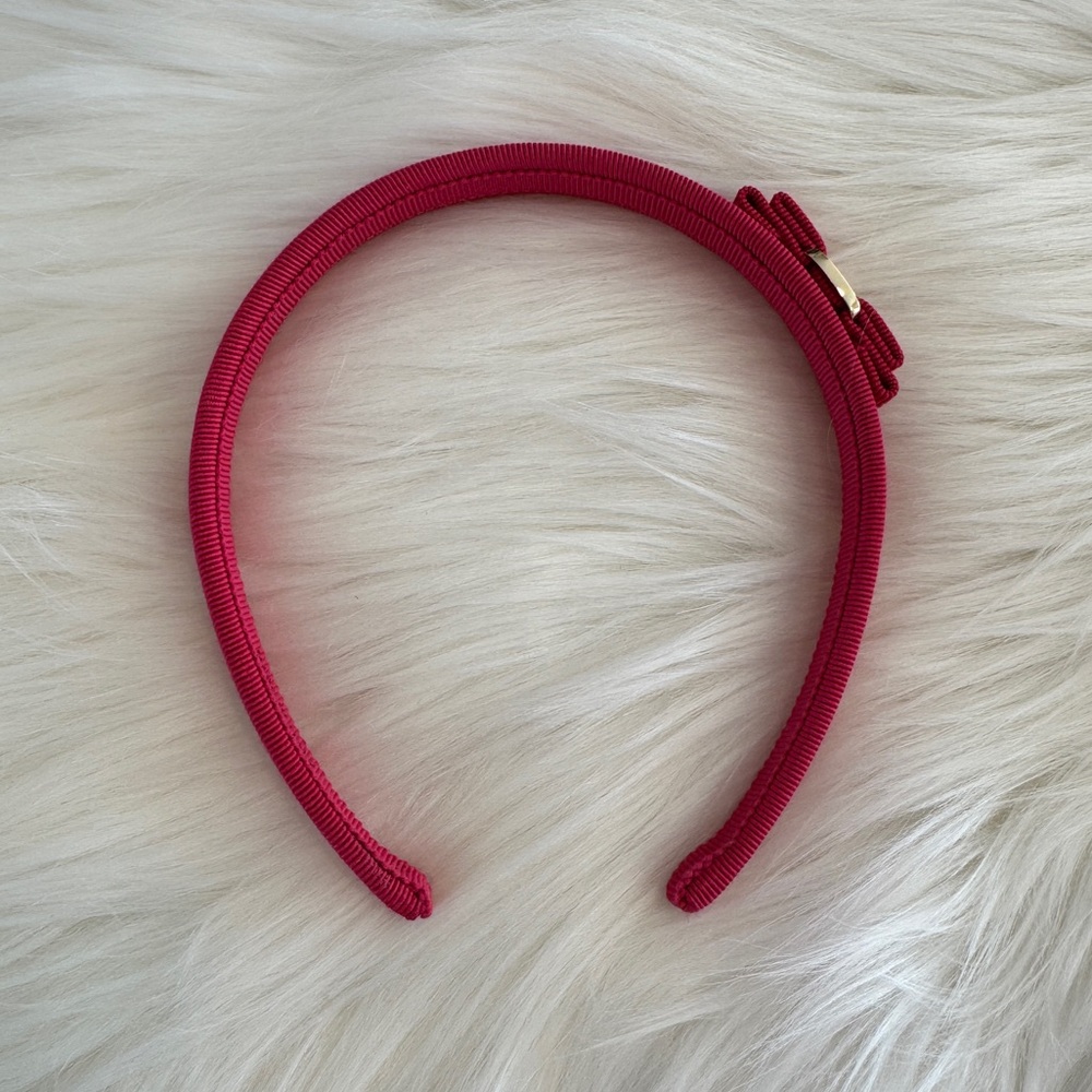 Salvatore Ferragamo Grosgrain Headband - Raspberry & Champagne Gold
